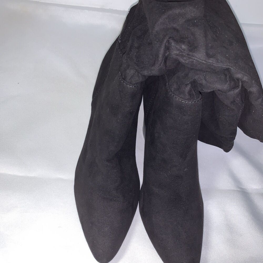 Women's Sock Fashion Boots Kohl's SO size 9 Mid Calf , Black Suade Block Heel - Picture 12 of 15